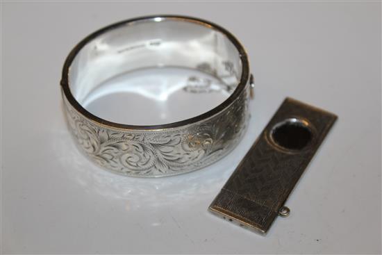 Silver bangle & silver cigar cutter